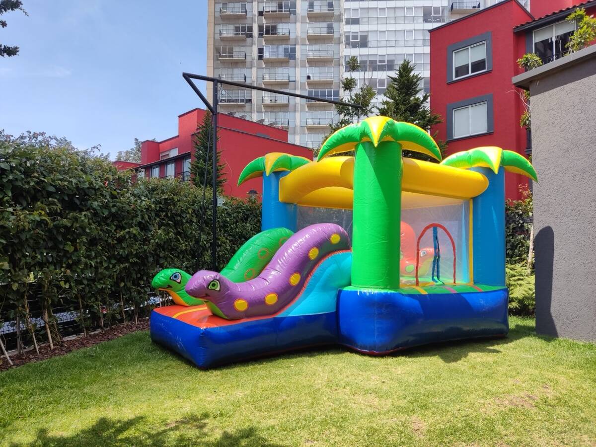 Niños jugando en el inflable Mini Jungla